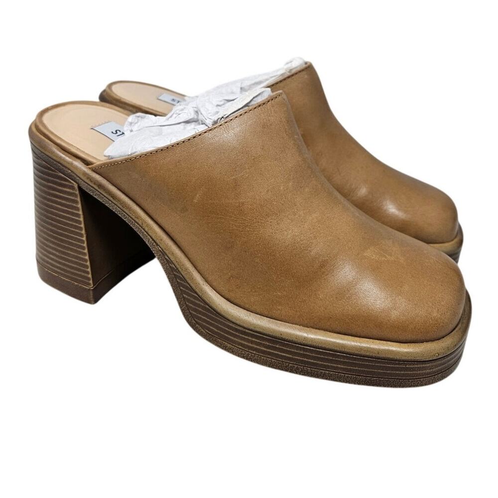 NEW Steve Madden 6 Flirtie Clog Brown Leather Chunky Whimsygoth Boho Grunge y2K